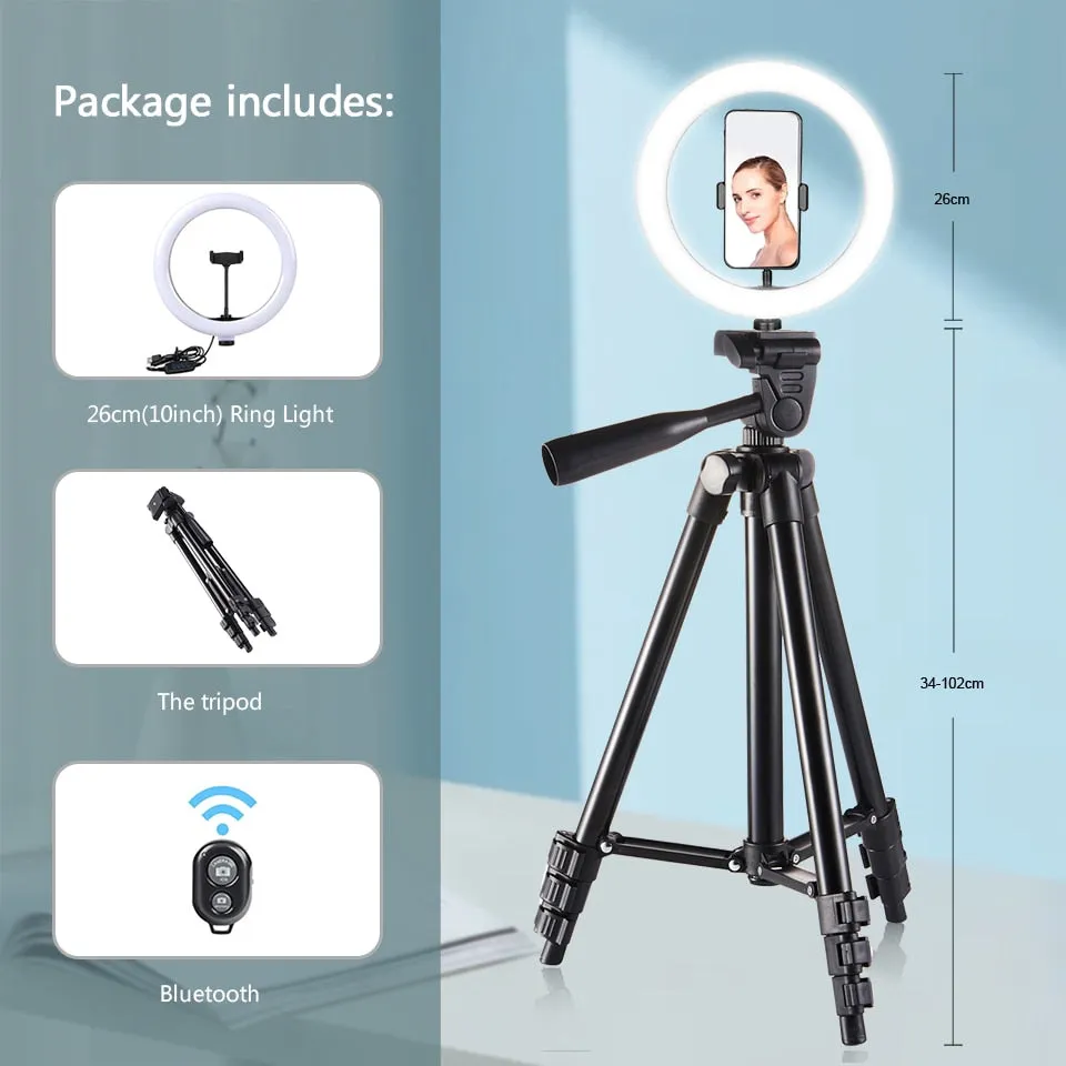 LED Selfie Ring Light Tripod Remote Control