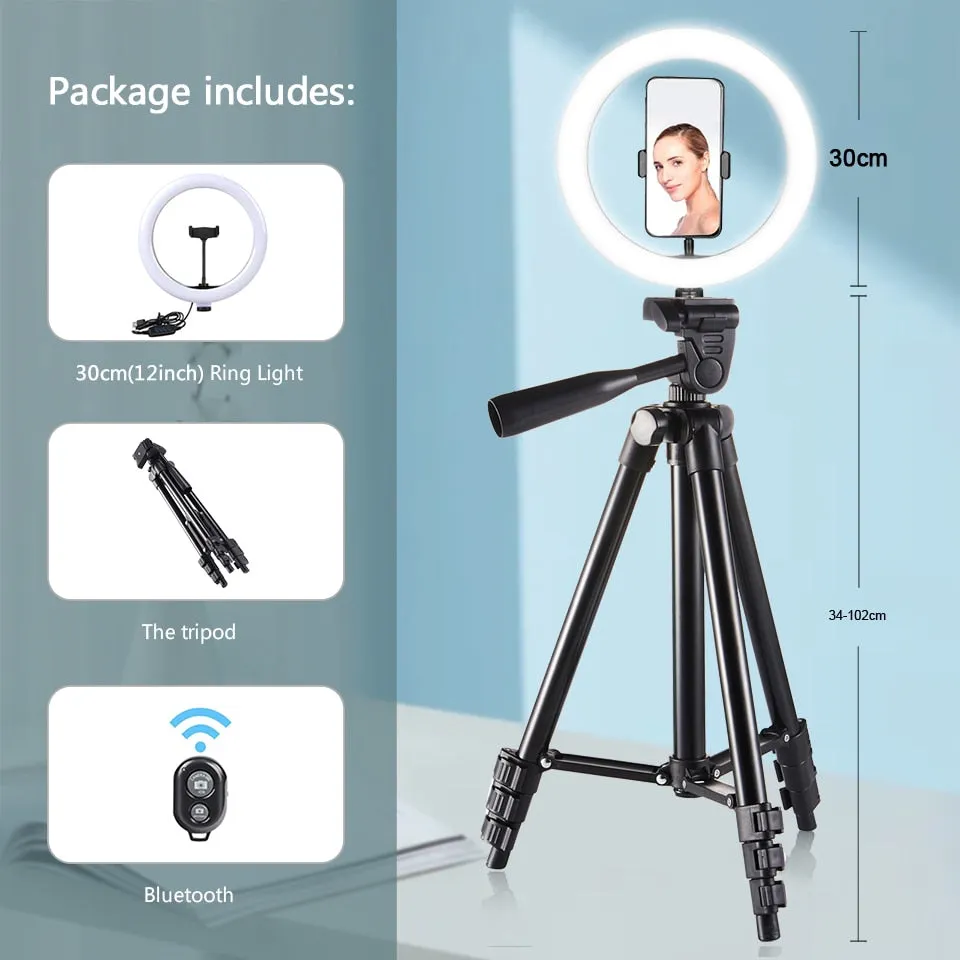 LED Selfie Ring Light Tripod Remote Control