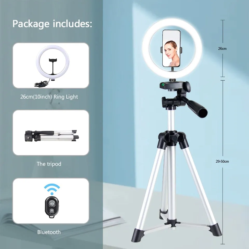 LED Selfie Ring Light Tripod Remote Control