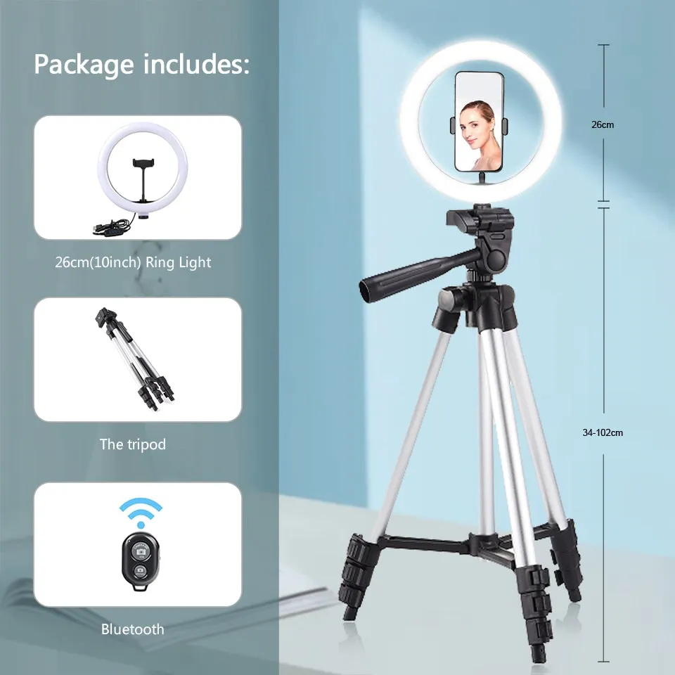 LED Selfie Ring Light Tripod Remote Control