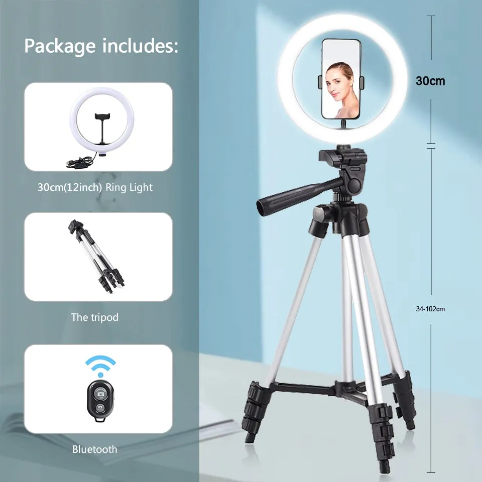 LED Selfie Ring Light Tripod Remote Control