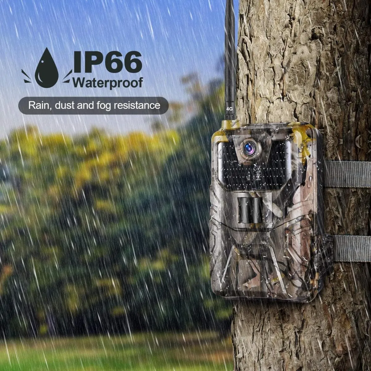 LTE 4G Cellular Trail Cameras 30MP 4k Live Video Wireless Camera for Wildlife Monitoring with 120°Detection Range Motion Activated Night Vision Waterproof