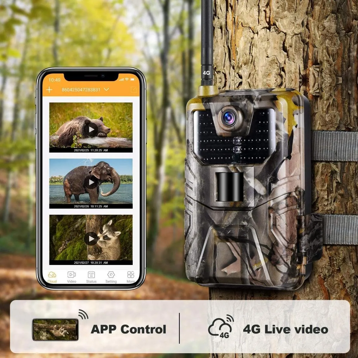 LTE 4G Cellular Trail Cameras 30MP 4k Live Video Wireless Camera for Wildlife Monitoring with 120°Detection Range Motion Activated Night Vision Waterproof
