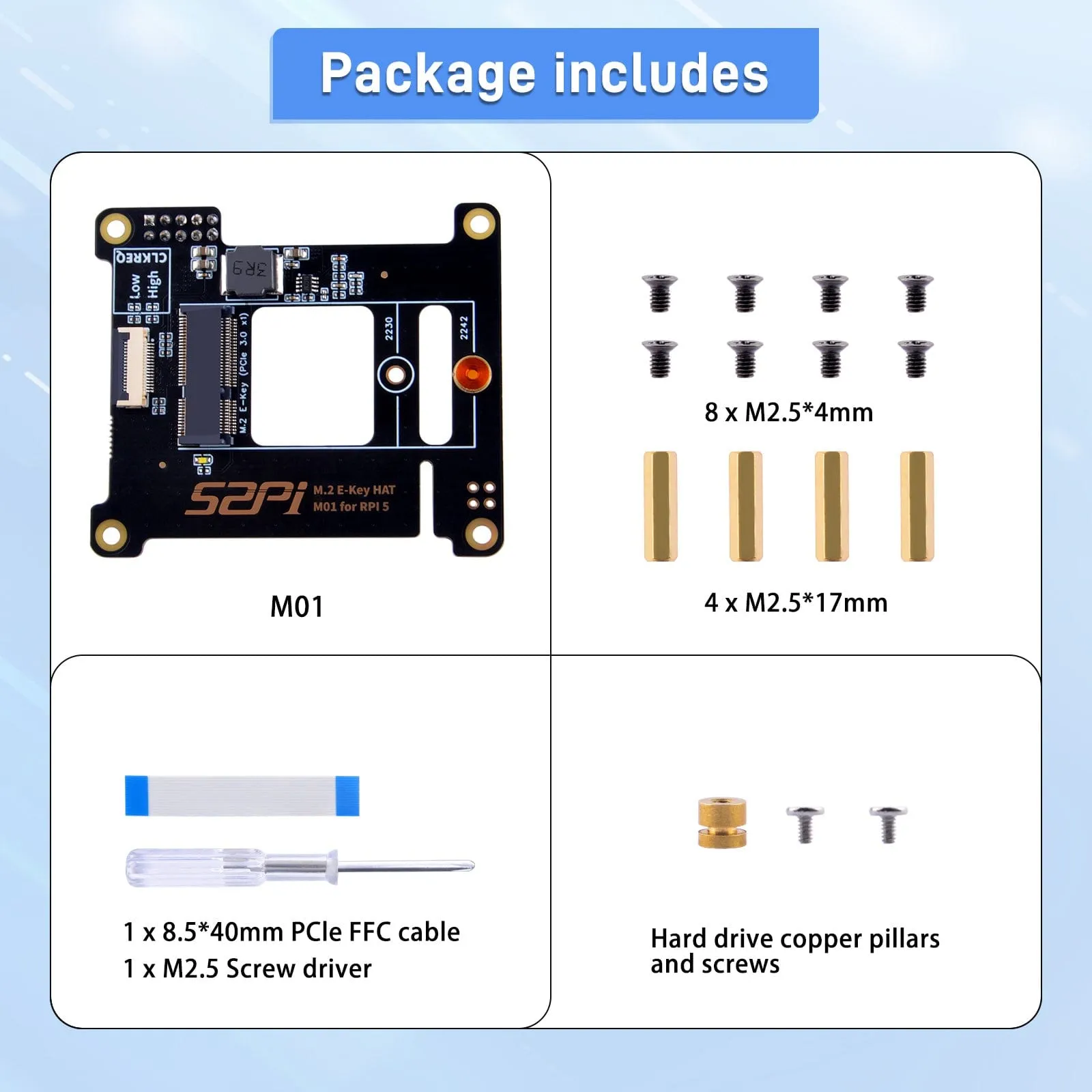 M.2 2242 E-Key Top for Raspberry Pi 5
