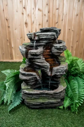 MultiLevel Rock Fountain W/4 Ww Leds