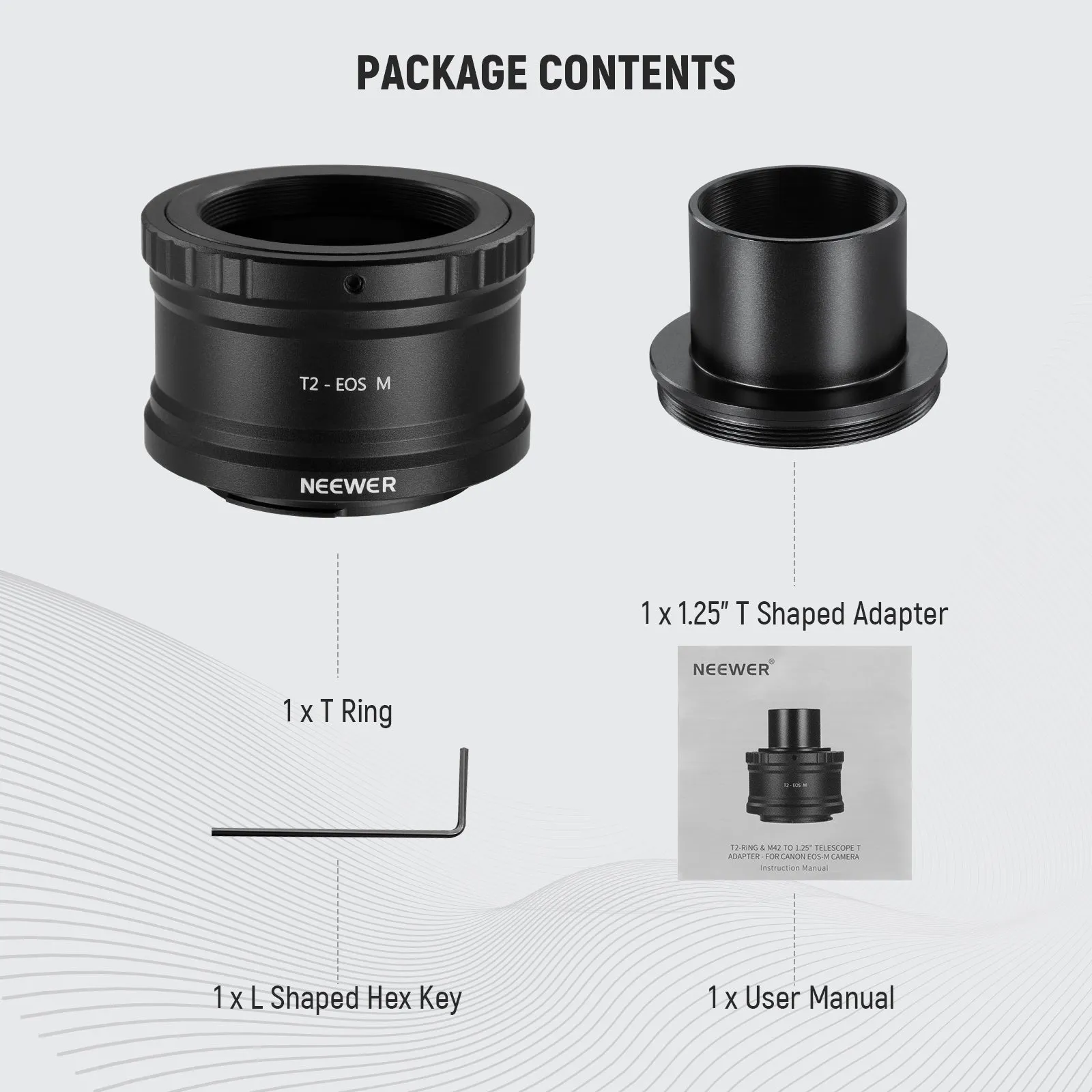 NEEWER EF-M to T2 Adapter with 1.25" Telescope Adapter Set