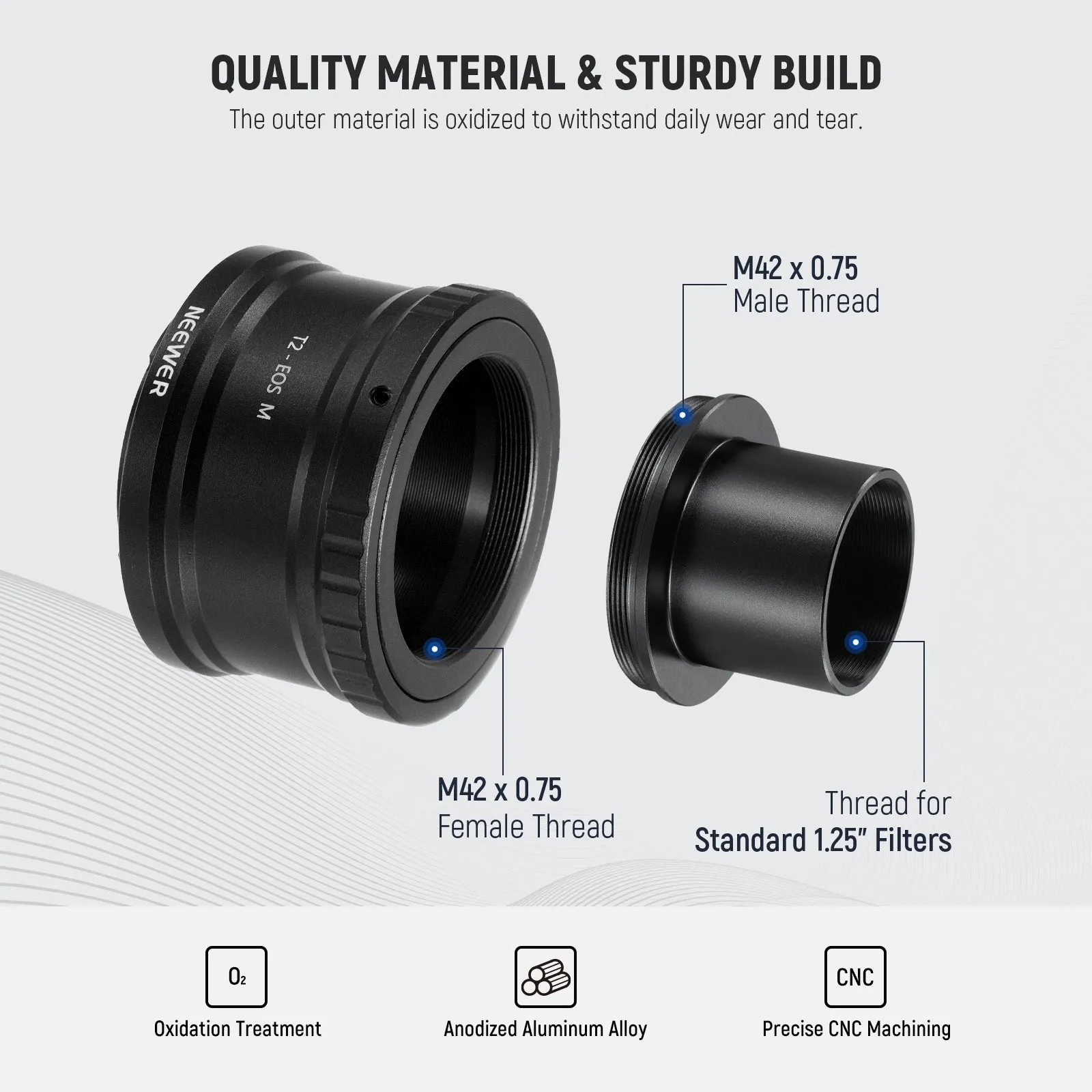 NEEWER EF-M to T2 Adapter with 1.25" Telescope Adapter Set
