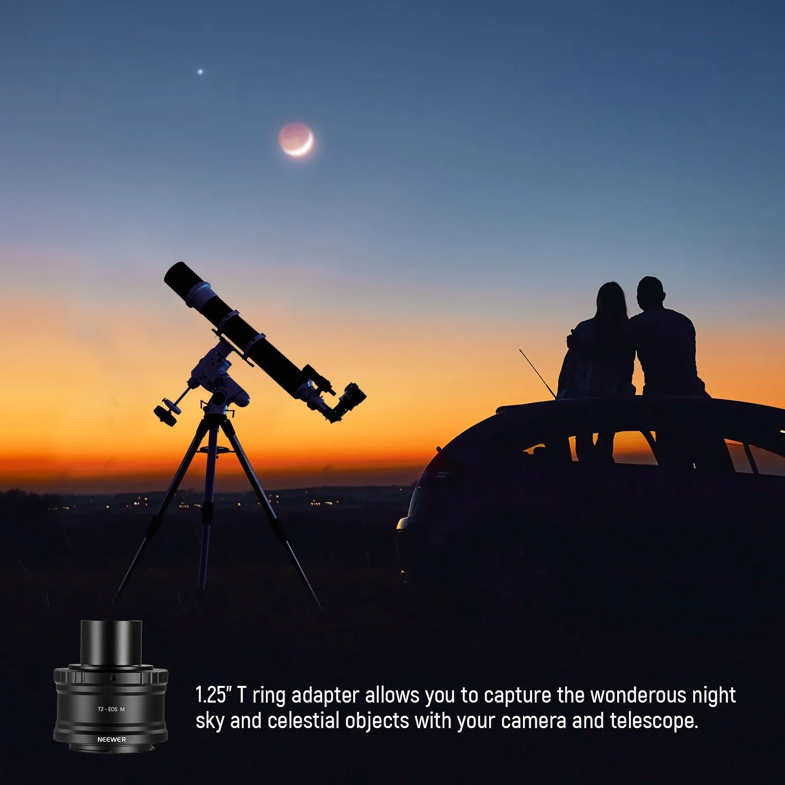 NEEWER EF-M to T2 Adapter with 1.25" Telescope Adapter Set