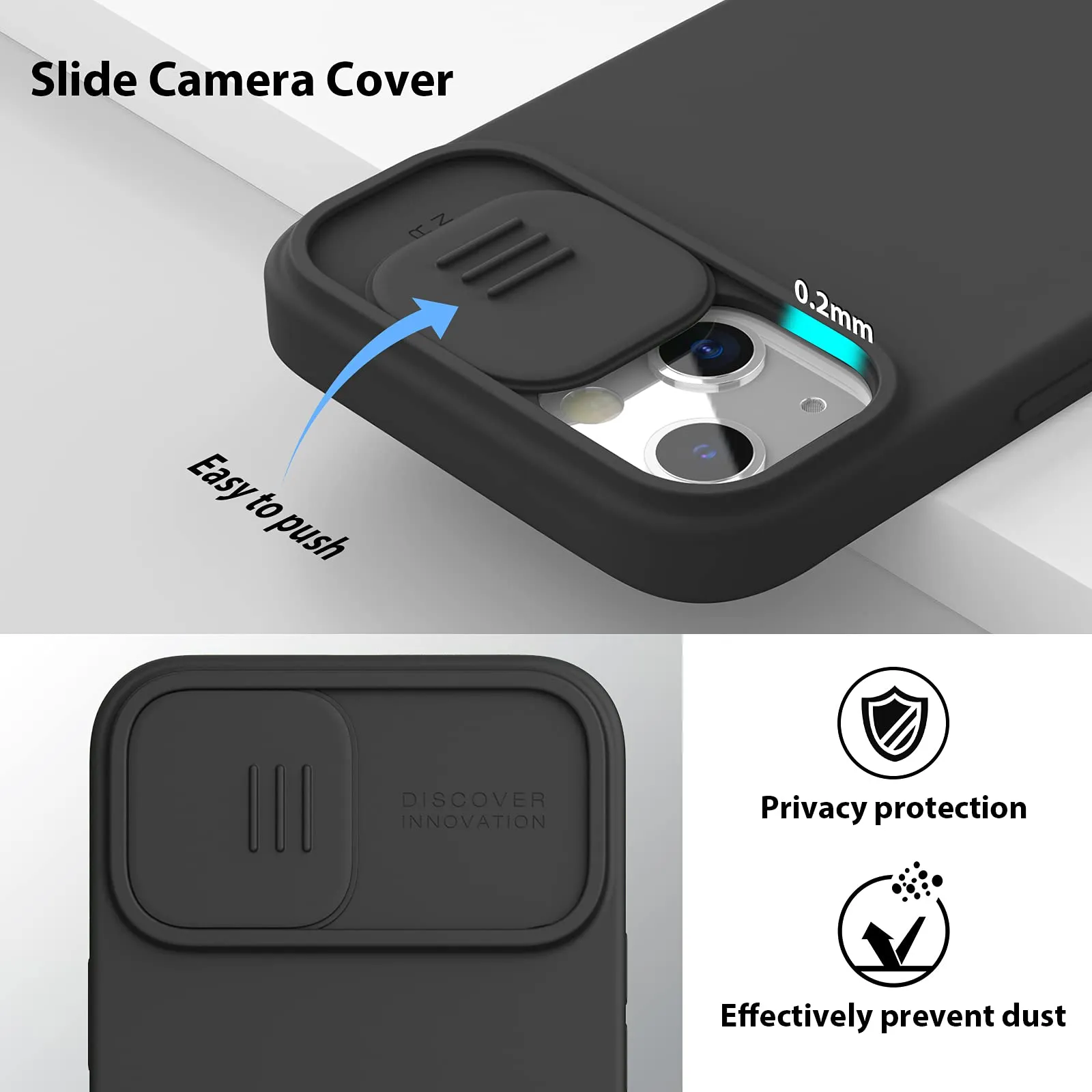Nillkin Compatible with iPhone 13 Case, CamShield Silky Magnetic Silicone Case Slide Lens Cover [Support Magsafe Charger] Built-in Magnet Circle, Black