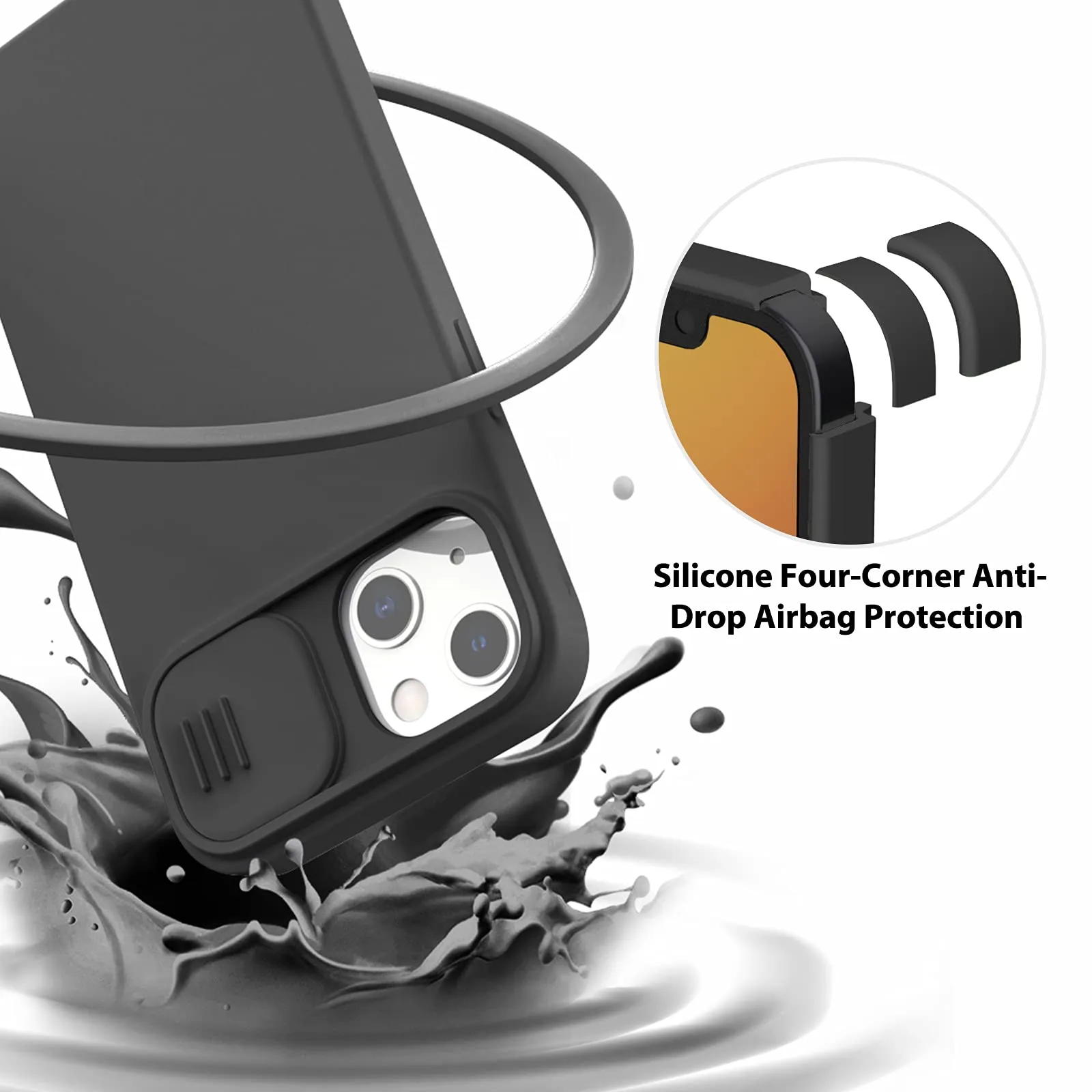 Nillkin Compatible with iPhone 13 Case, CamShield Silky Magnetic Silicone Case Slide Lens Cover [Support Magsafe Charger] Built-in Magnet Circle, Black