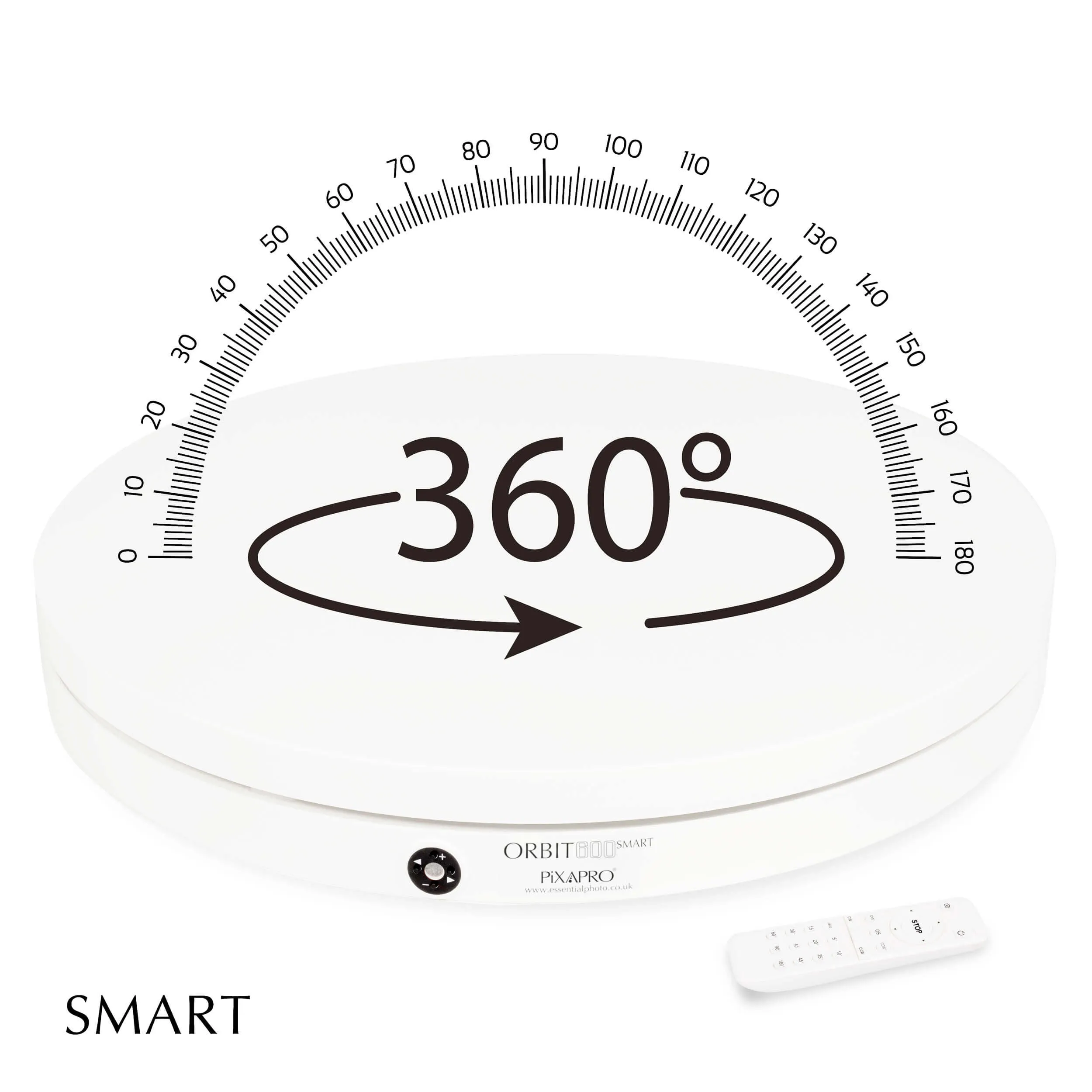 ORBIT600 SMART 360° Professional 60cm Ten-Speed White Motorised Turntable