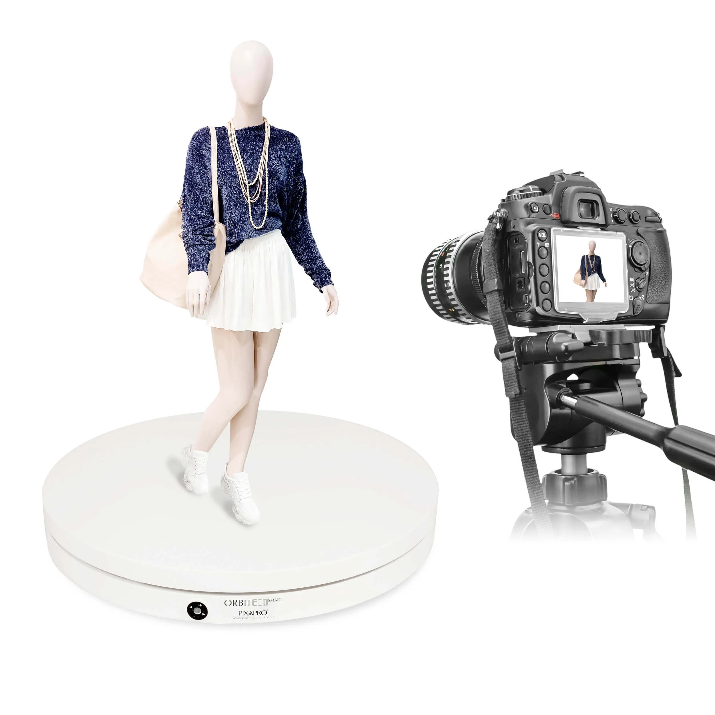ORBIT600 SMART 360° Professional 60cm Ten-Speed White Motorised Turntable
