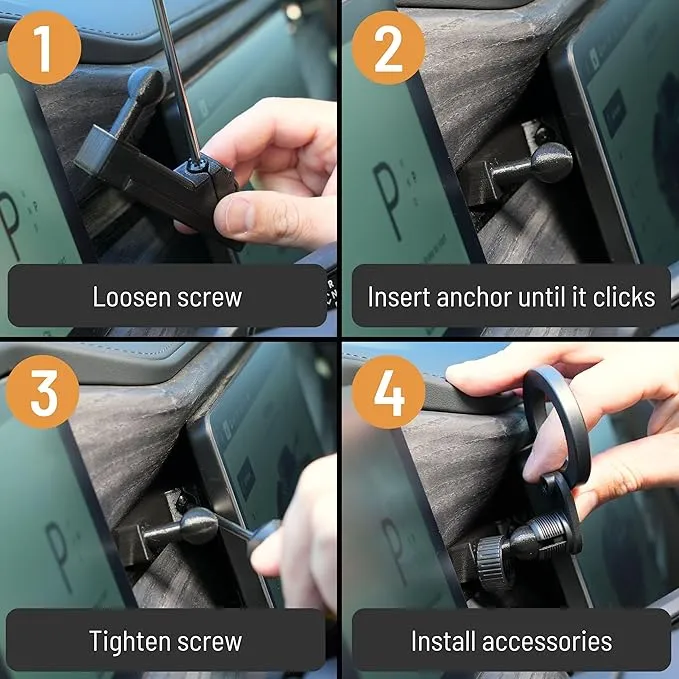 Phone Mount Dash Anchor with 17mm Magnet Mount for Rivian R1T & R1S 2022-2025 - Mount Cell Phones, Tablets, Microphones, Radar Detectors and More with No Screws or Adhesives - Patent Pending