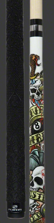 Players Live Hard Play Hard Tattoo Graphic Pool Cue - DLH