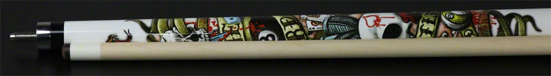 Players Live Hard Play Hard Tattoo Graphic Pool Cue - DLH