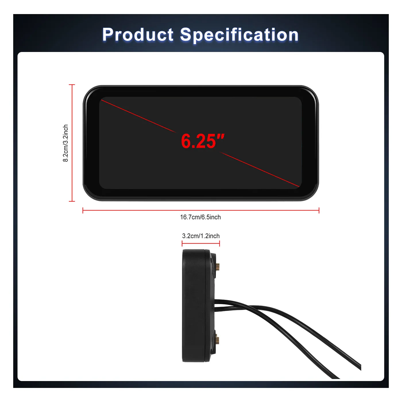 Podofo 6.25-inch navigator for motorbike Portable Smart Carplay Supports Android Auto, Front&Back Camera, With Steering Wheel Control DVR Waterproof IP67
