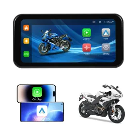 Podofo 6.25-inch Portable Motorcycle Carplay&Android Auto Screen With Steering Wheel Control Waterproof IP67, Bluetooth Helmet, Auto Brightness