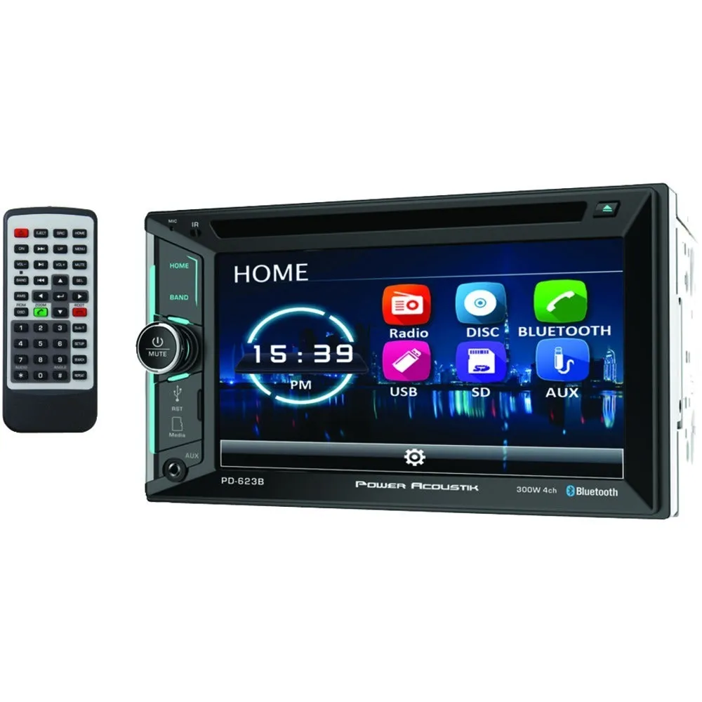 POWER ACOUSTIK PD-623B 6.2 Incite Double-DIN In-Dash DVD Receiver with Bluetooth(R)