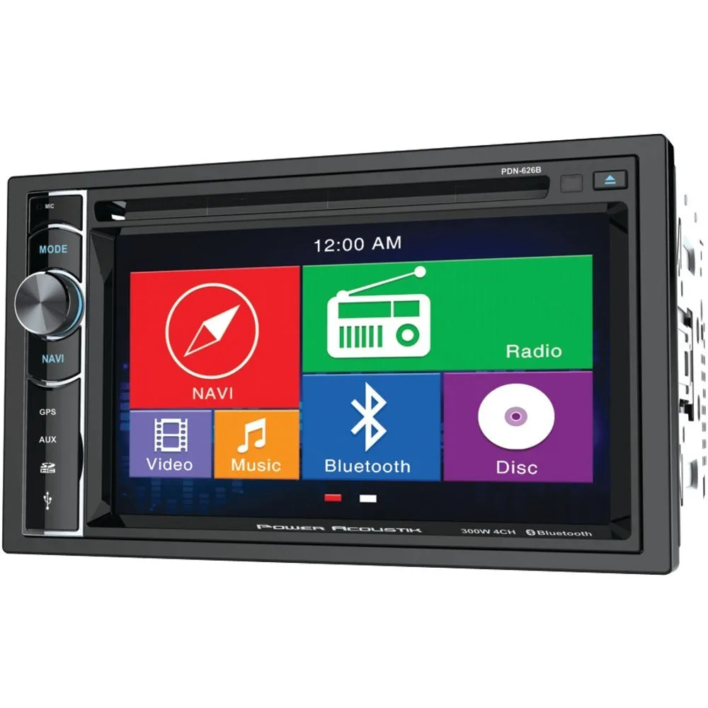 POWER ACOUSTIK PDN-626B 6.2 Double-DIN In-Dash GPS Navigation LCD Touchscreen DVD Receiver with Bluetooth(R)