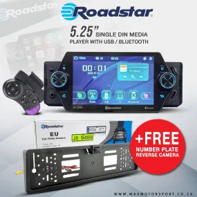 Roadstar 5.25 Inch Single Din Media Player  FREE Number Plate Camera