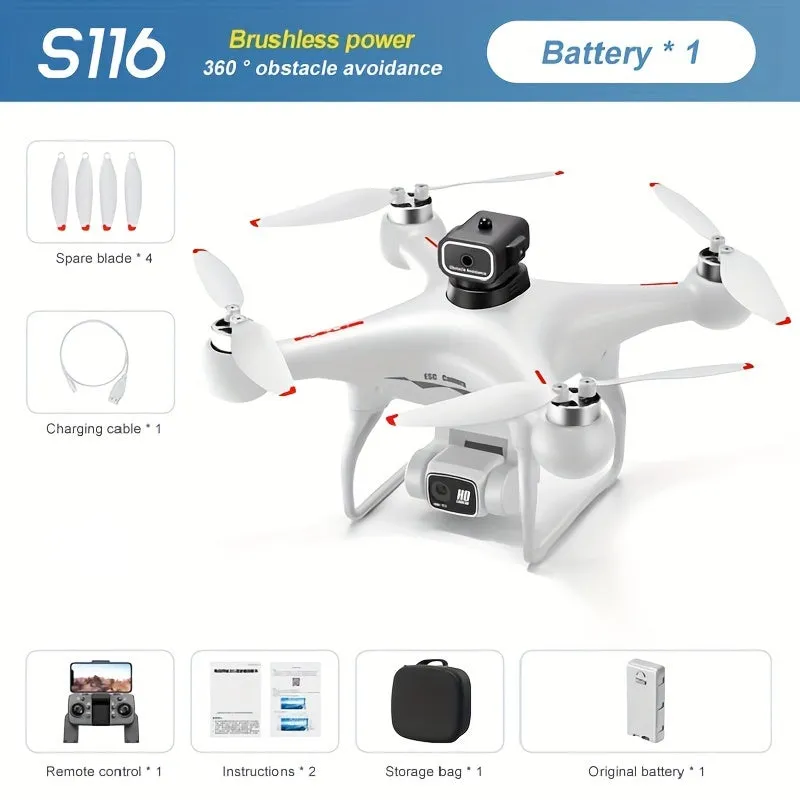 S116 MAX Brushless Optical Flow Drone with Dual Cameras, Headless Mode, 360° Obstacle Avoidance, WIFI FPV, Phone App Control