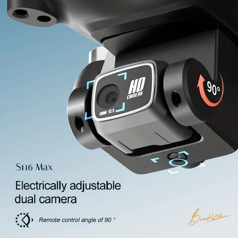 S116 MAX Brushless Optical Flow Drone with Dual Cameras, Headless Mode, 360° Obstacle Avoidance, WIFI FPV, Phone App Control