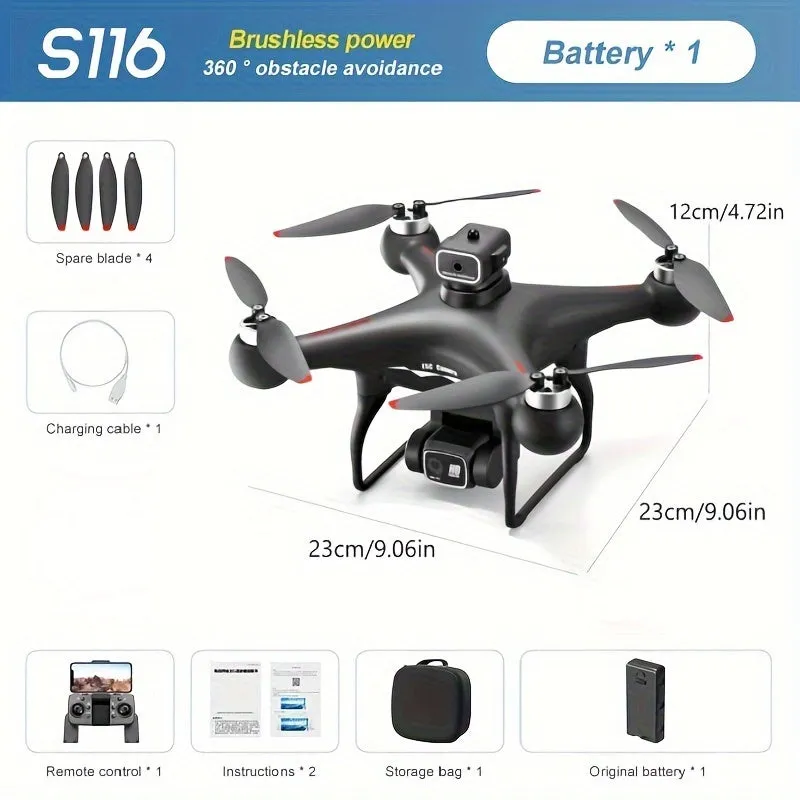 S116 MAX Brushless Optical Flow Drone with Dual Cameras, Headless Mode, 360° Obstacle Avoidance, WIFI FPV, Phone App Control