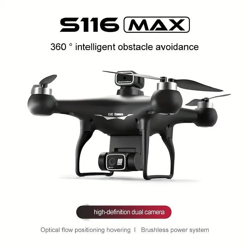S116 MAX Brushless Optical Flow Drone with Dual Cameras, Headless Mode, 360° Obstacle Avoidance, WIFI FPV, Phone App Control