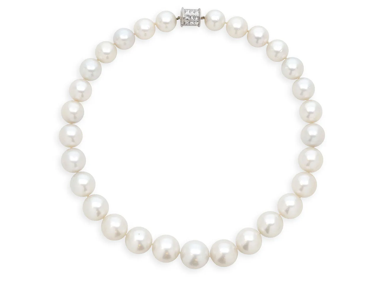 South Sea Pearl Necklace with Diamond Clasp in Platinum