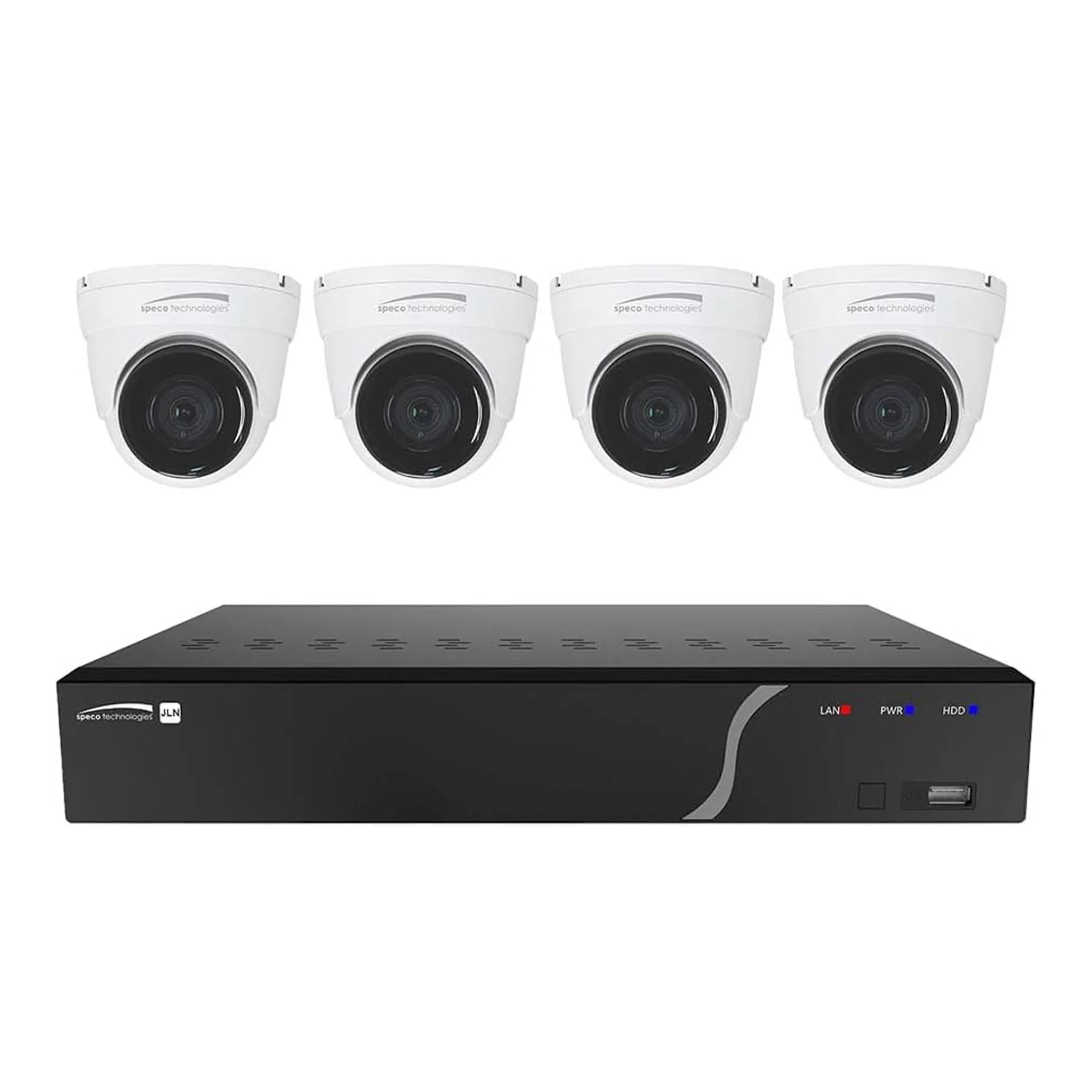 Speco Technologies ZIPK4N1 4CH 8MP H.265 NVR with 1TB HDD & 4x 5MP 2.8mm Night Vision Turret Cameras - NDAA