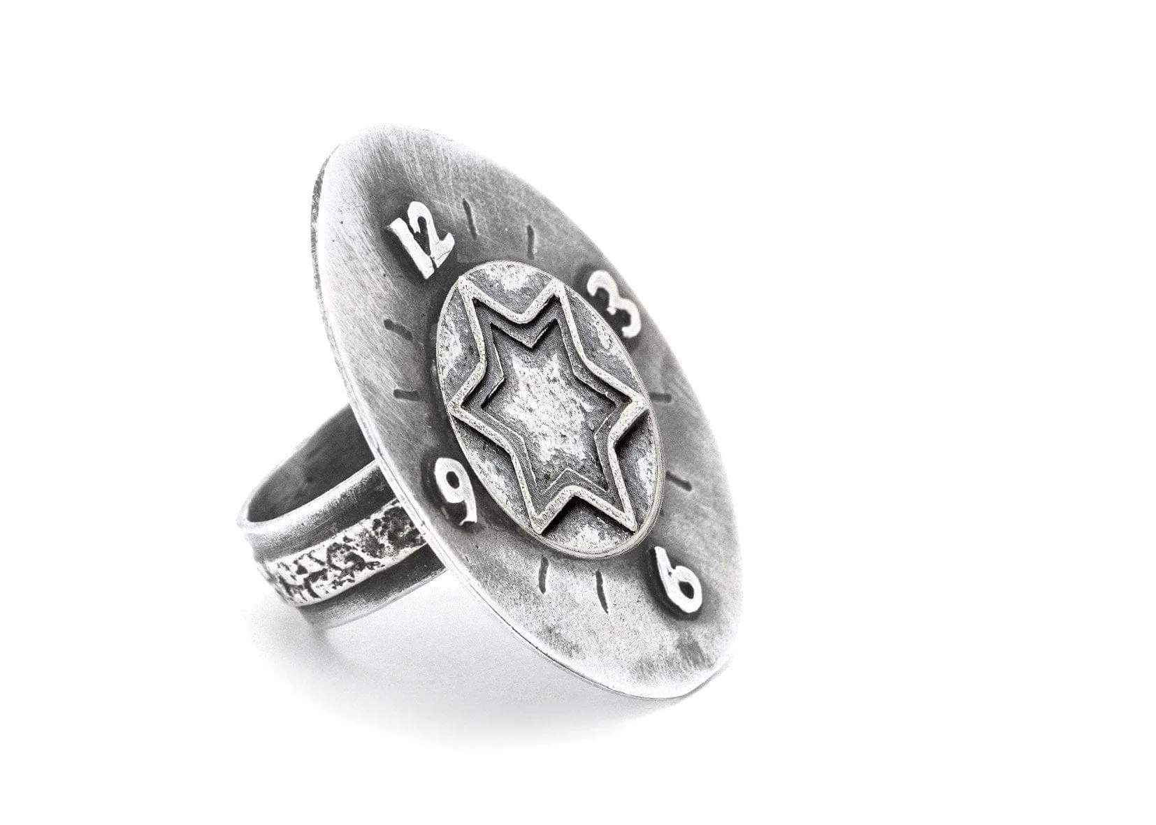 Star Of David Medallion Clock Ring