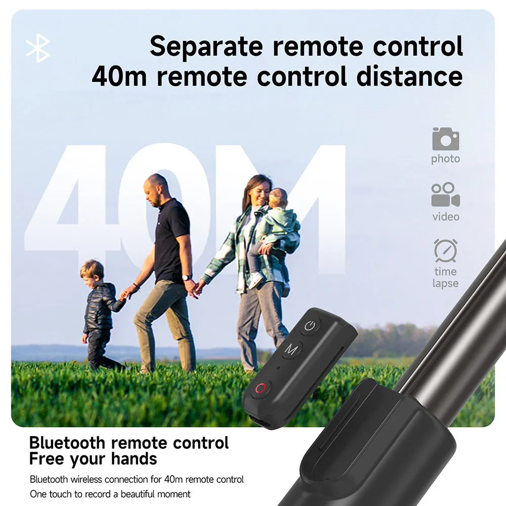 TELESIN Upgraded 1.3m Bluetooth Remote Control Selfie Stick for GoPro/Phone