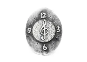 Treble Klef Musical Coin Medallion Clock Ring