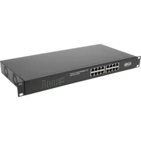 Tripp Lite by Eaton 16-Port 10/100/1000 Mbps 1U Rack-Mount/Desktop Gigabit Ethernet Unmanaged Switch with PoE , 247W, Metal Housing
