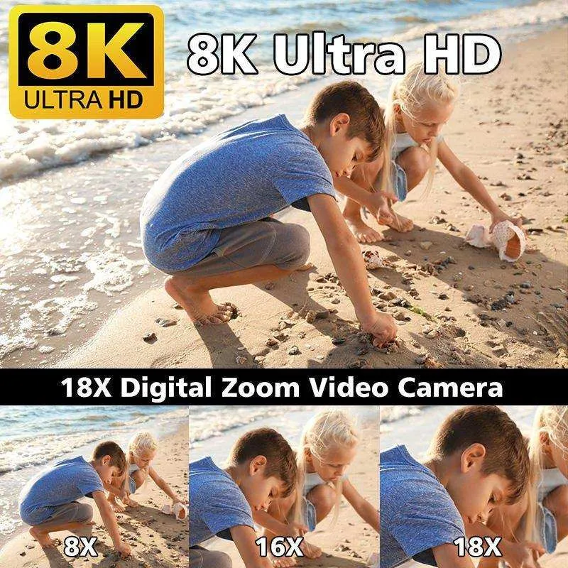 TUTT 8K 48MP Camcorder WIFI Digital Video Camera Youtube Streaming Vlogging Recorder 18X Time-Lapse WIFI Webcam Night Vision | Premium Combo 128GB SanDisk 3 in 1 SD/TF/Charging Kit