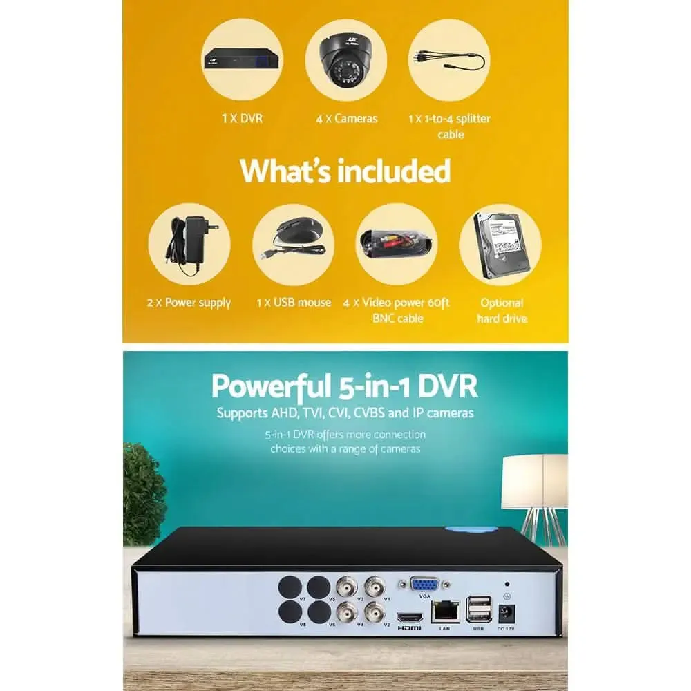 UL-Tech 4-Channel 1080P HD Surveillance System with 2TB DVR & Infrared Night Vision