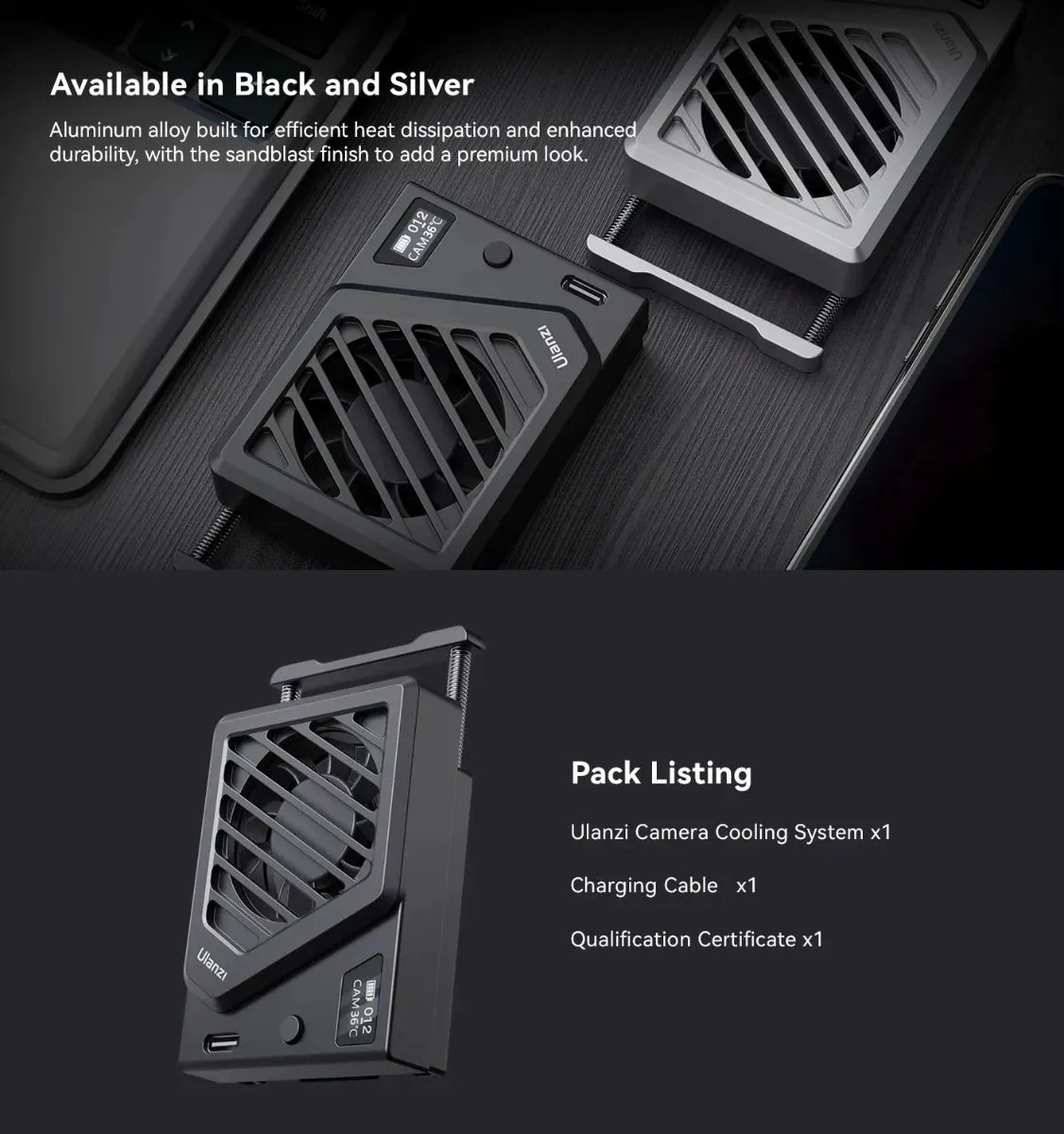 Ulanzi Camera Cooling Fan For Sony / Canon / FUJIFILM Sliver