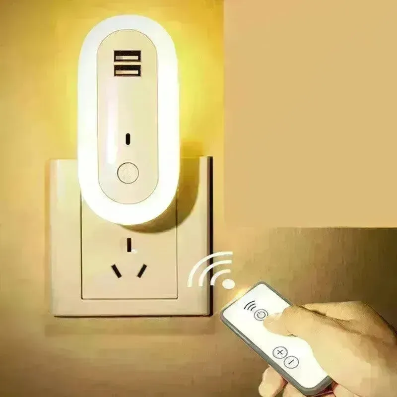 USB Remote Control Wall Lamp Timing Dimming Night Light Simple Bedroom Living Room Corridor LED Wall Lamp Socket