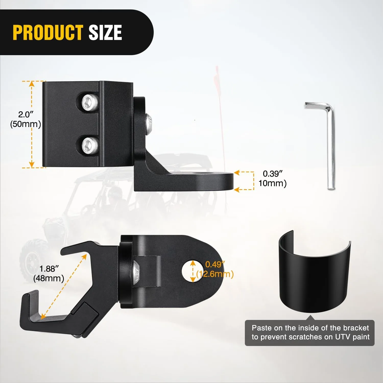 UTV Whip Light Flag Antenna Mount Bracket Adjustable 2Pcs