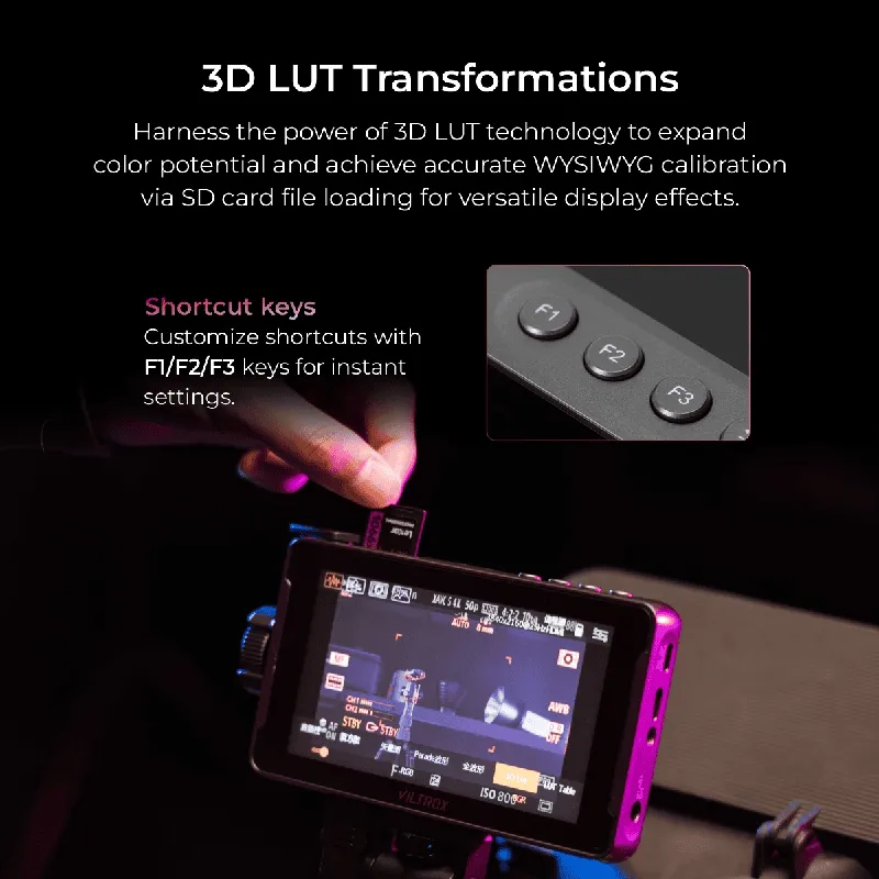 VILTROX DC-550 LITE 5.5'' On Camera Monitor without Battery, 4K HDMI Full HD 400 Nits Camera Field Monitor Touch Screen for Sony Canon Nikon, 3DLUT, Focus Peaking, Histogram, False Colors