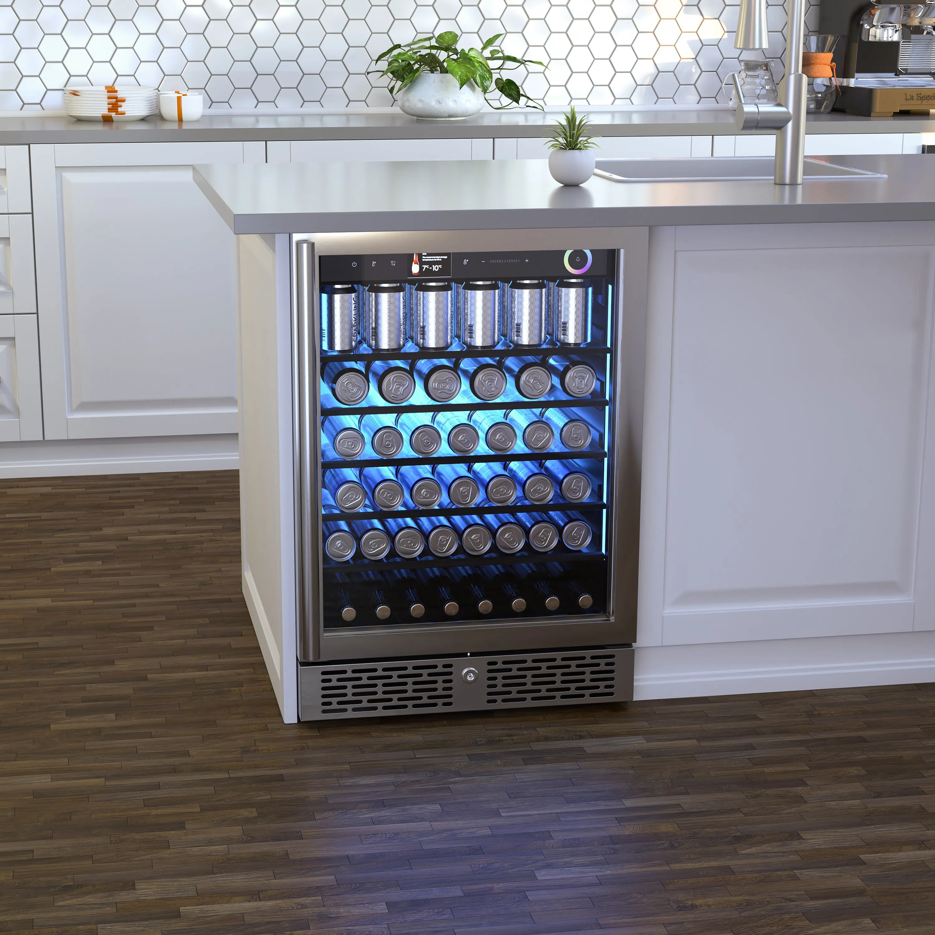 Vinotemp Vinoglow 151-Can Single-Zone Beverage Center, in Stainless Steel