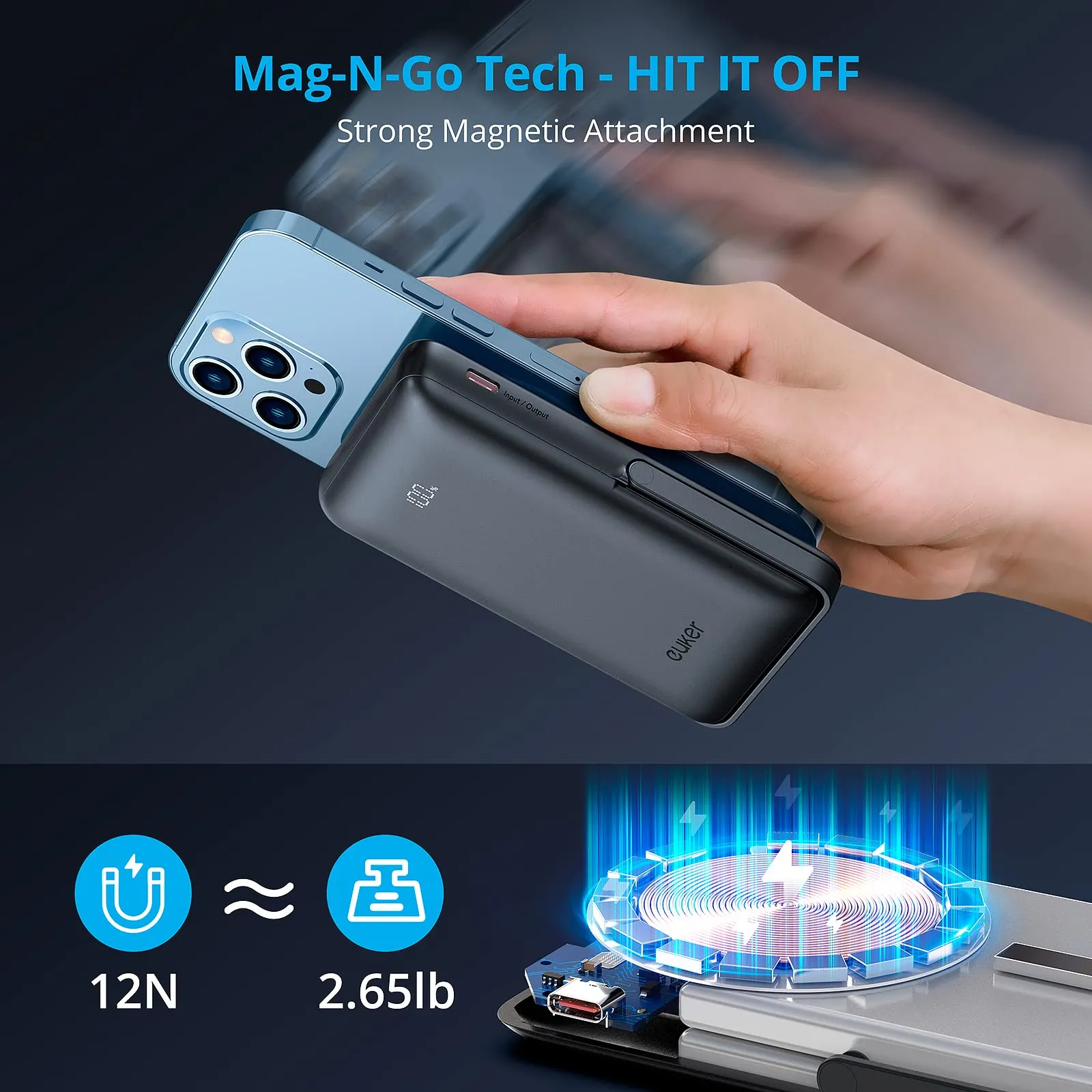 WHIZMAX Wireless Portable Charger Magnetic Power Bank 10000mAh