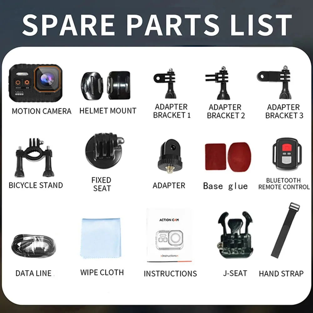 WiFi Anti-shake Action Camera With Remote Control Waterproof Sport Camera 2Inch IPS Screen 170° Wide Angle Drive Recorder Camera