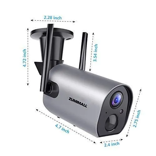 Wireless Outdoor WiFi Security Camera, Rechargeable Battery-Powered Home Security Camera, 1080P Night Vision/Waterproof, PIR Motion Detection, 2-Way Audio, Compatible with Cloud Storage/SD Slot