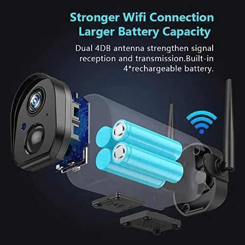 Wireless Outdoor WiFi Security Camera, Rechargeable Battery-Powered Home Security Camera, 1080P Night Vision/Waterproof, PIR Motion Detection, 2-Way Audio, Compatible with Cloud Storage/SD Slot