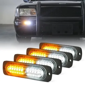 Xprite Alert 12 Series 6W Flush Mount Side Marker Emergency Strobe Light - White-Amber / Amber