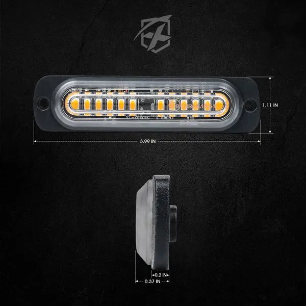 Xprite Alert 12 Series 6W Flush Mount Side Marker Emergency Strobe Light - White-Amber / Amber