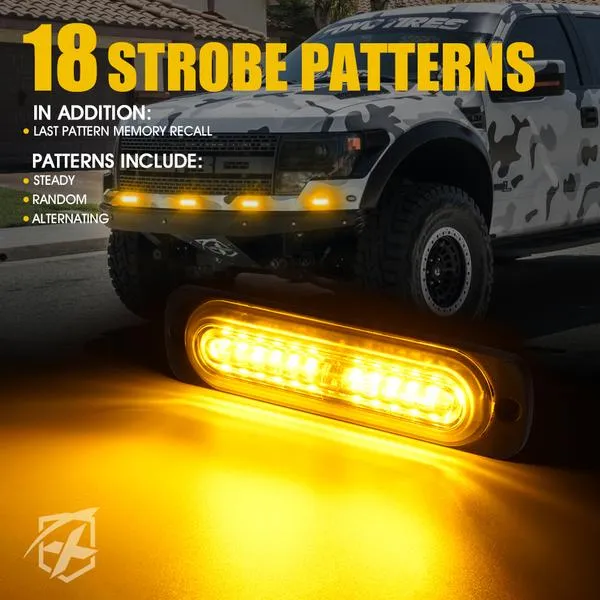Xprite Alert 12 Series 6W Flush Mount Side Marker Emergency Strobe Light - White-Amber / Amber