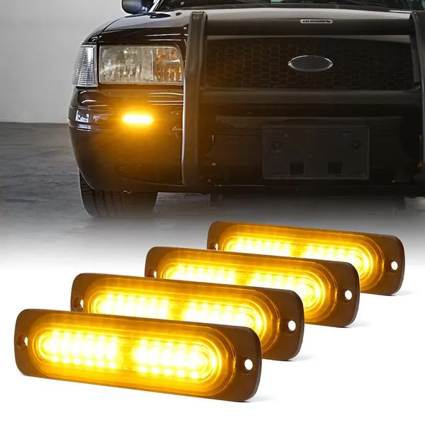Xprite Alert 12 Series 6W Flush Mount Side Marker Emergency Strobe Light - White-Amber / Amber