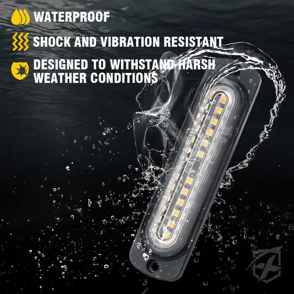 Xprite Alert 12 Series 6W Flush Mount Side Marker Emergency Strobe Light - White-Amber / Amber